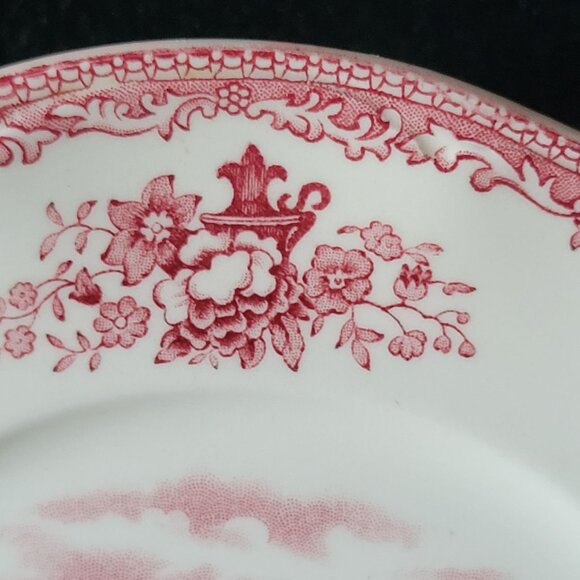 Johnson Bros England Old Britain Castles Square Salad Plate Pink Transferware - Picture 4 of 8